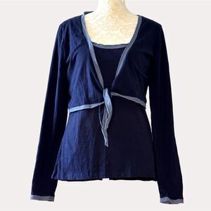 Boden Tank Top & Shrug Jersey Knit Twin Set Blue S bv